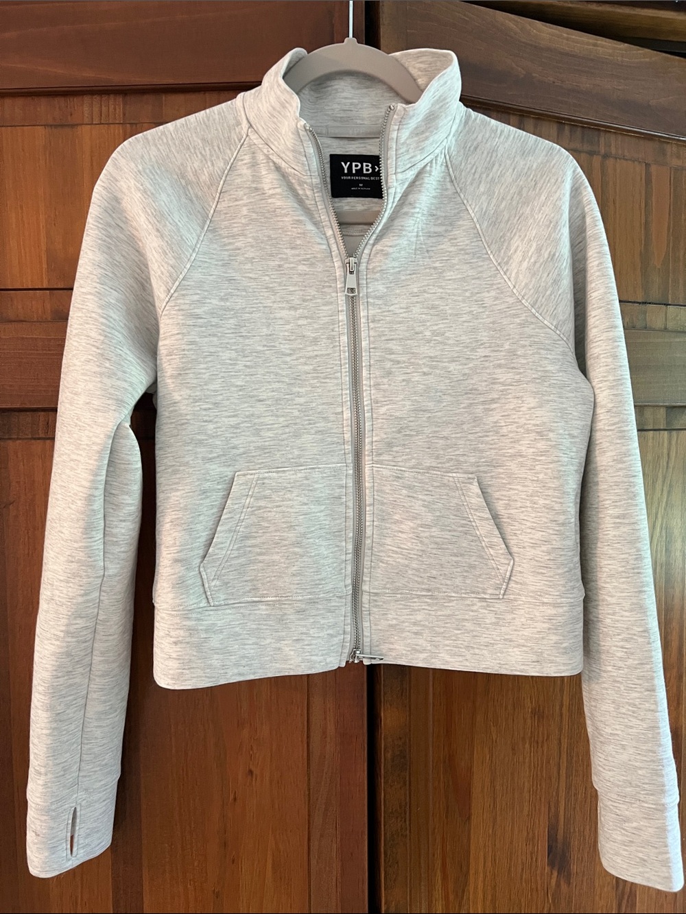 YPB Light Gray Zip-Up Women's Sweatshirt Hoodie
